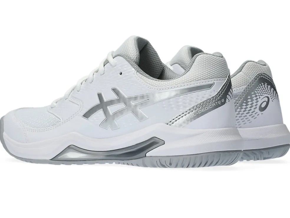 Tennisschoenen | Tennis>ASICS GEL-DEDICATE 8 White/Pure Silver