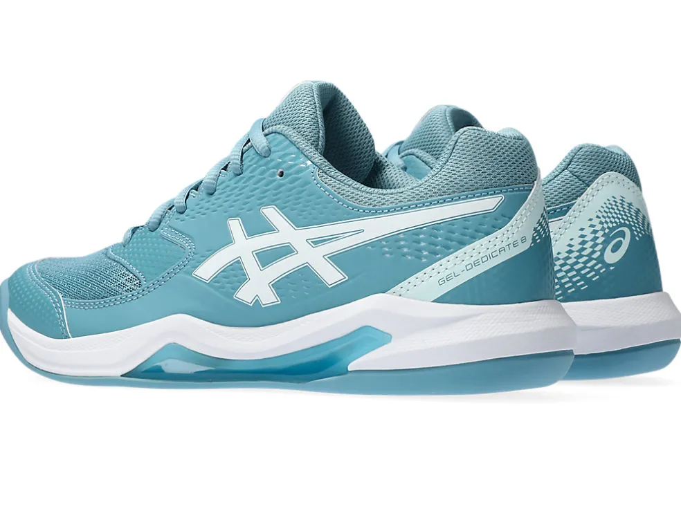 Tennisschoenen | Tennis>ASICS GEL-DEDICATE 8 INDOOR Gris Blue/White