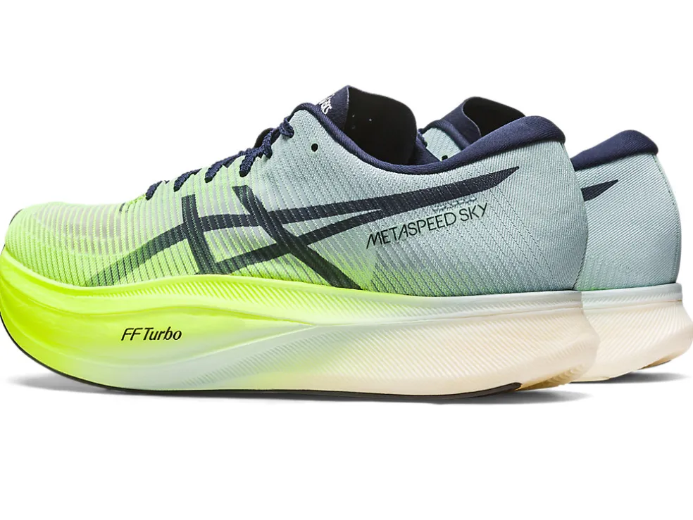 Run faster | METASPEED™>ASICS METASPEED SKY+ Hazard Green/Sky