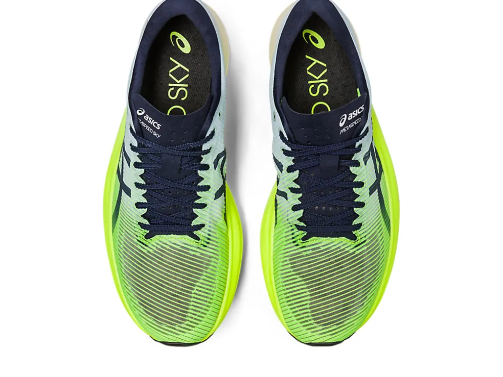 Run faster | METASPEED™>ASICS METASPEED SKY+ Hazard Green/Sky
