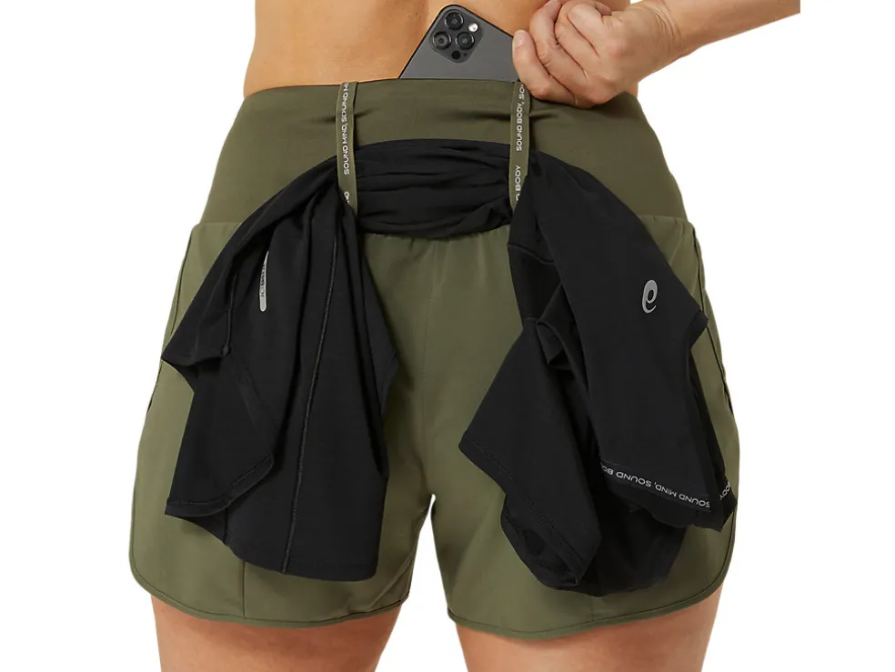 Kleding | Hardlopen>ASICS ROAD 3.5IN SHORT Mantle Green