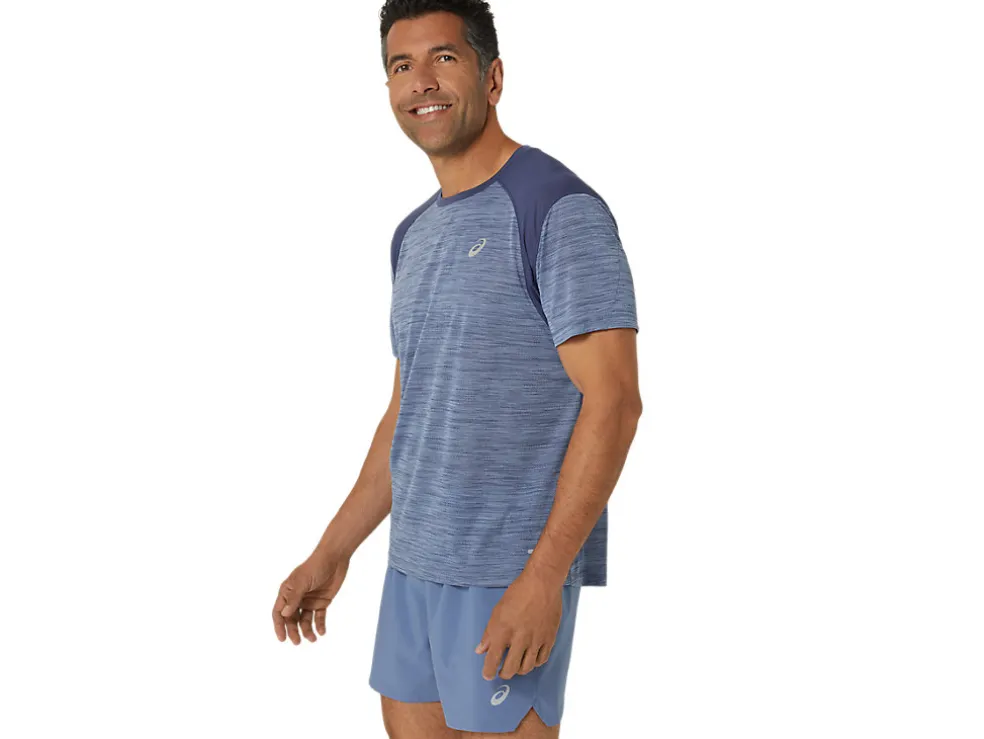 Kleding | Hardlopen>ASICS ROAD SS TOP Denim Blue/Thunder Blue