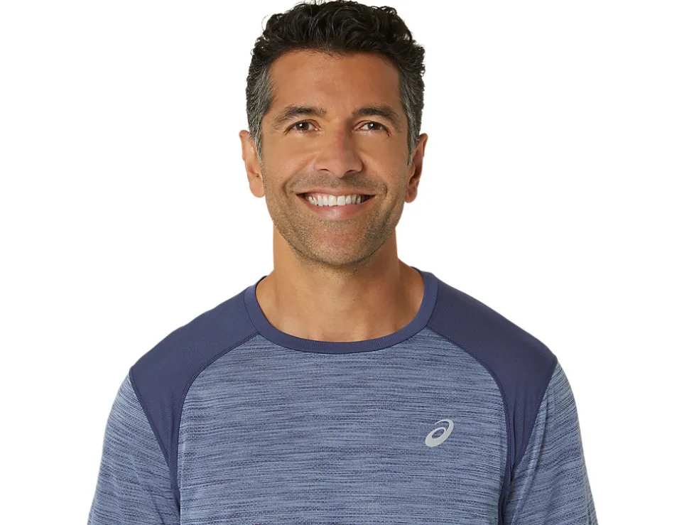 Kleding | Hardlopen>ASICS ROAD SS TOP Denim Blue/Thunder Blue