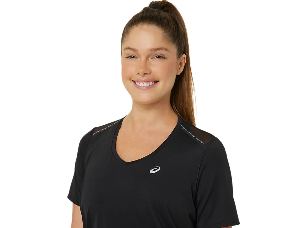 Kleding | Hardlopen>ASICS ROAD V-NECK SS TOP Performance Black