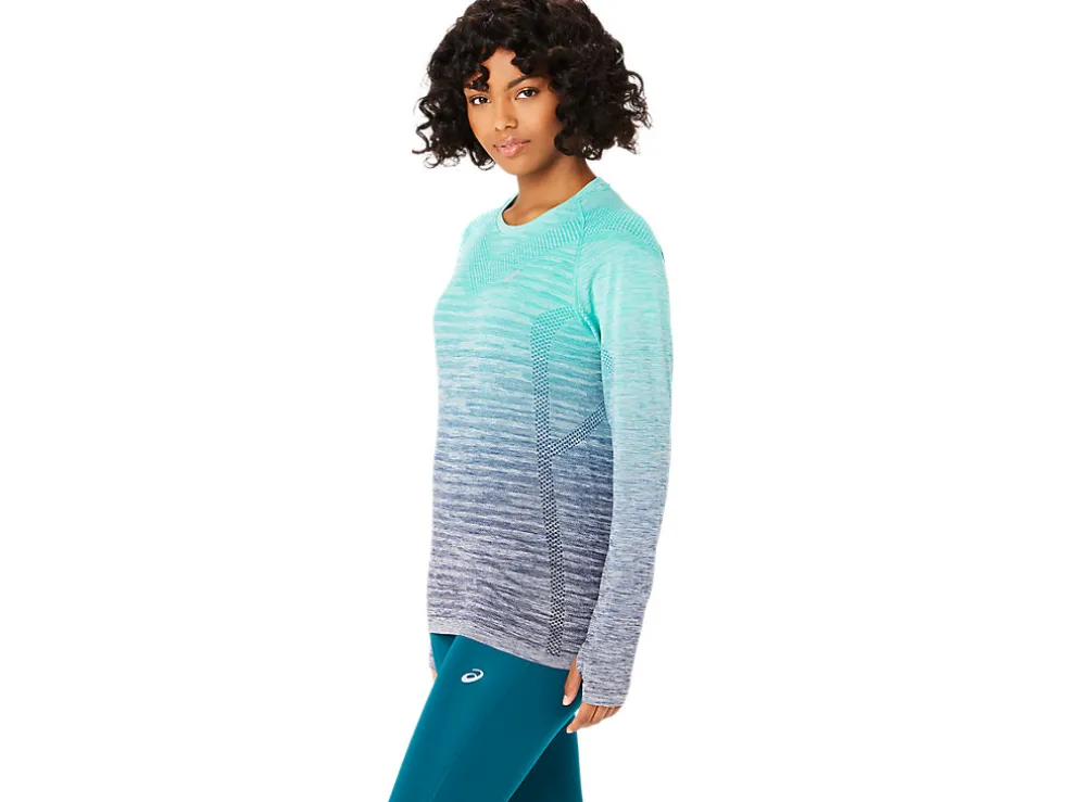 Kleding | Hardlopen>ASICS SEAMLESS LS TOP Aurora Green/Blue Expanse