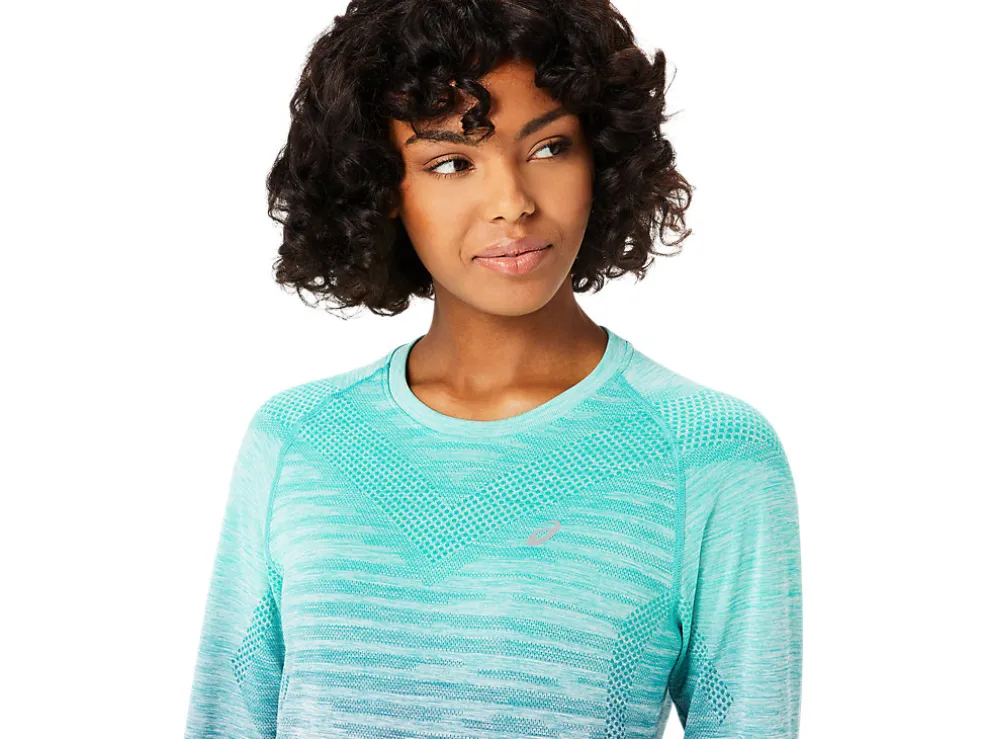 Kleding | Hardlopen>ASICS SEAMLESS LS TOP Aurora Green/Blue Expanse