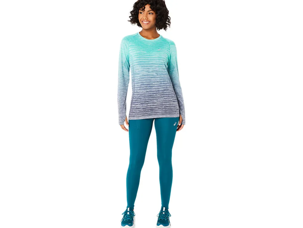 Kleding | Hardlopen>ASICS SEAMLESS LS TOP Aurora Green/Blue Expanse